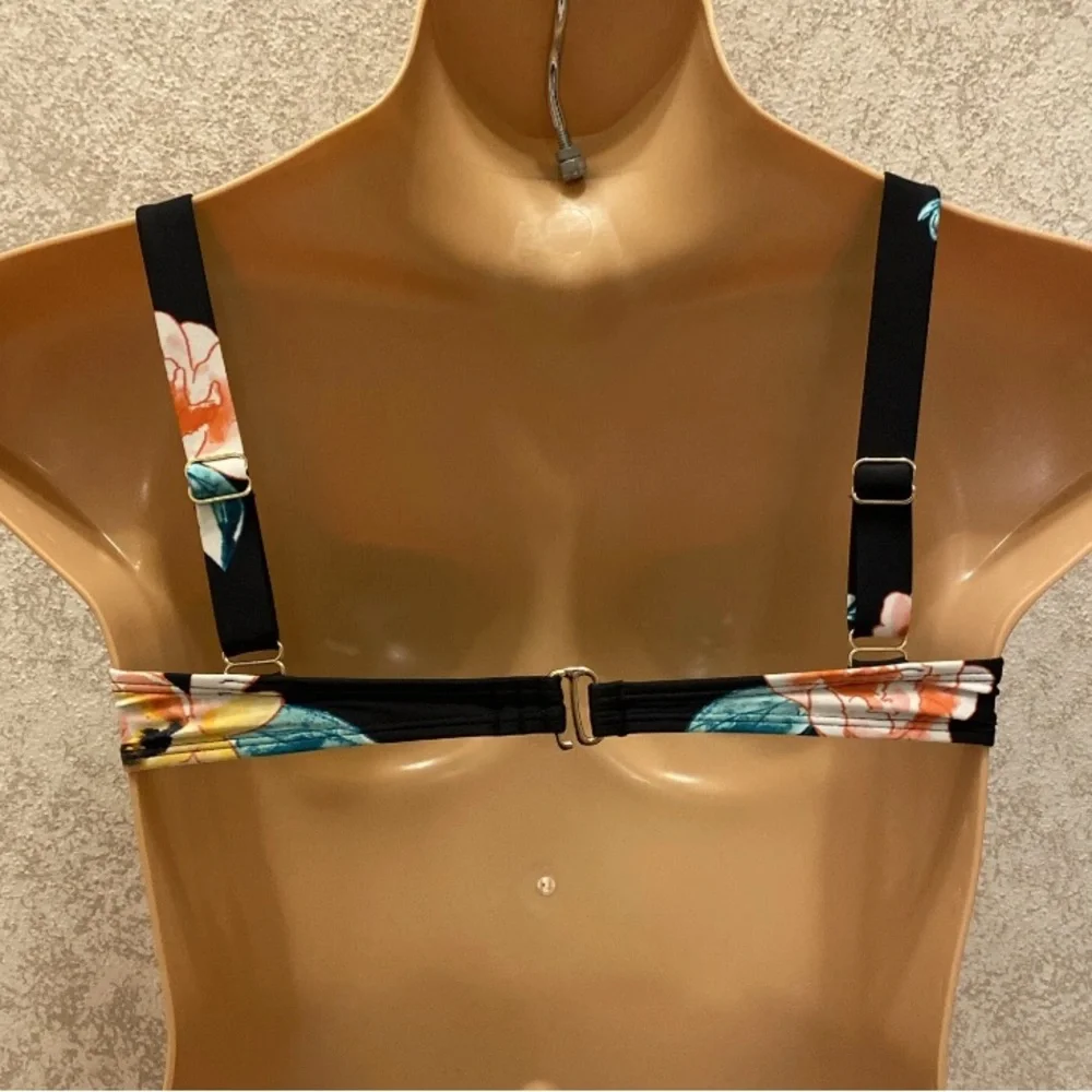 Xhilaration Black Floral Bikini Top